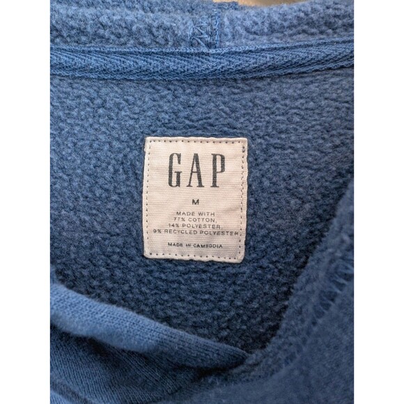 Gap Size Medium Retro Style Hoodie Mens Pullover Sweatshirt Stripe Blue LS - Picture 2 of 5